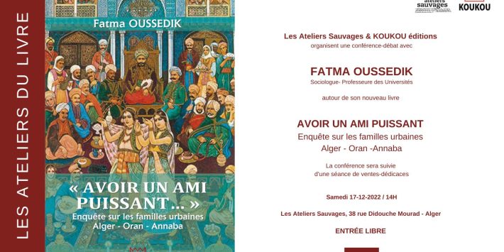 Rencontre littéraire avec Fatma Oussedik le 17 décembre à Alger